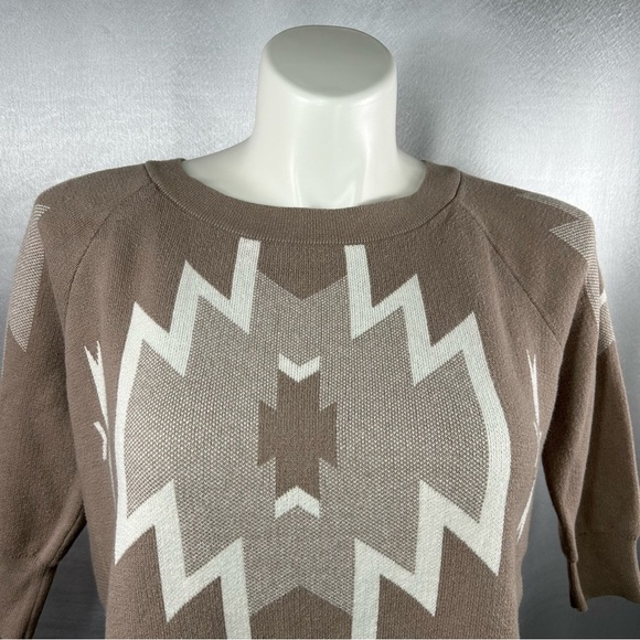 Express Taupe Aztec Print Tunic Sweater S - Picture 2 of 7